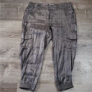 Anthropologie Shimmer Cargo Joggers Pants Trousers Charcoal Size 1X